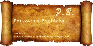 Petkovits Boglárka névjegykártya
